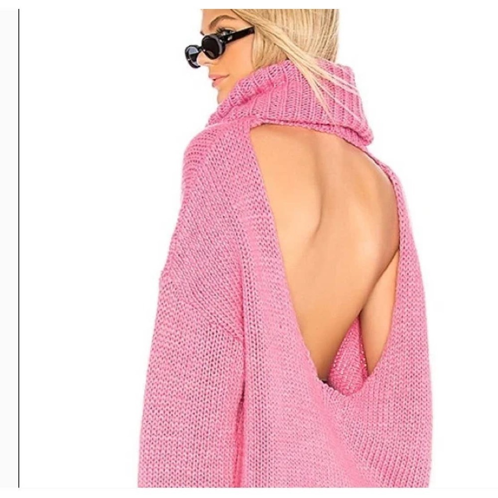 One Teaspoon Hot Pink Winona Keyhole open back sweater